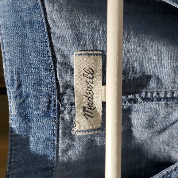 MADEWELL JUMPSUIT BLUE DENIM JEAN ROMPER SIZE 0 CASUAL PLEATS PUFFY SLEEVES - Picture 7 of 9